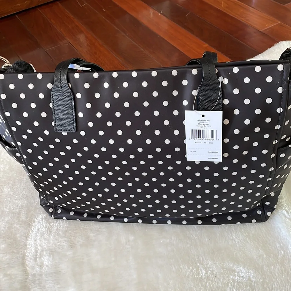 Kate Spade Big Tote! Polka dot pattern and nylon material w long crossbody strap
